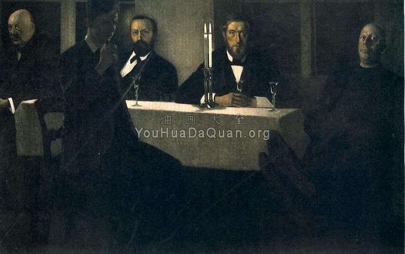 Group portrait of five persons - 威尔汉姆·哈莫修依